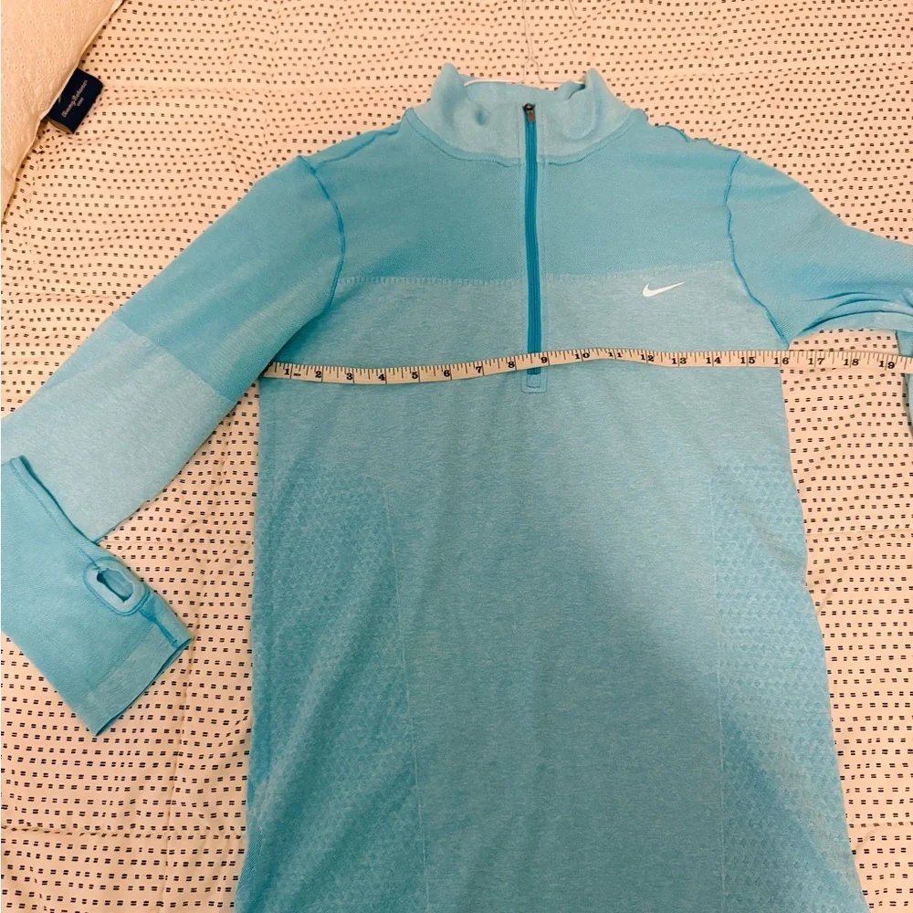 Nike Running Dri-Fit Half Zip Long Sleeve Top Aqua Blue Size M